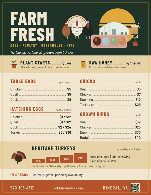 Flyer: Farm Fresh: eggs, poultry, greenhouse & hive